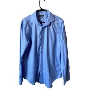 Calvin Klein Slim Fit Non-Iron Men's Blue Button Up Cotton Dress Shirt- 16 34/35